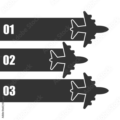 Airplane flight infographic icon in flat style. Plane travel banner vector illustration on white isolated background. Airline business concept.