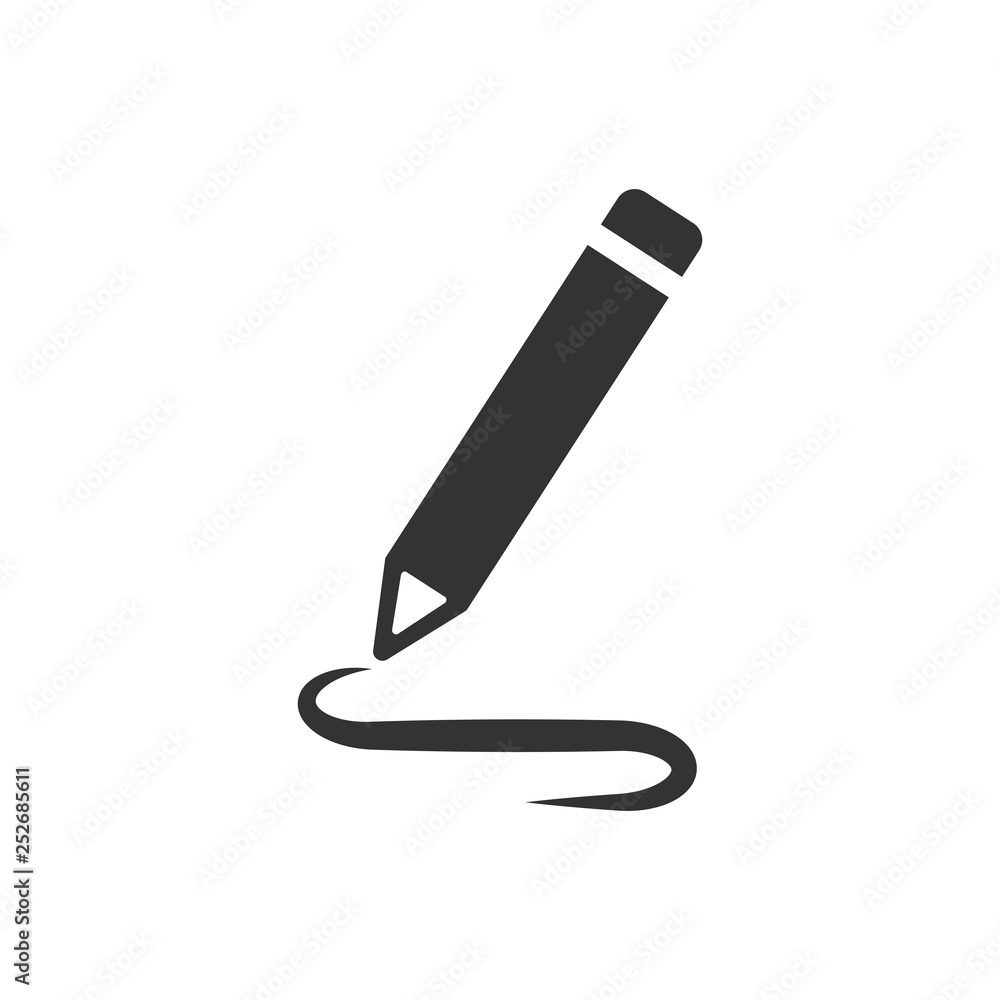Fototapeta premium Pencil notepad icon in flat style. Document write vector illustration on white isolated background. Pen drawing business concept.