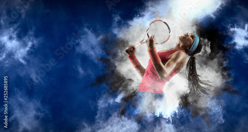Female tennis player celebrating winner © Andrey Burmakin