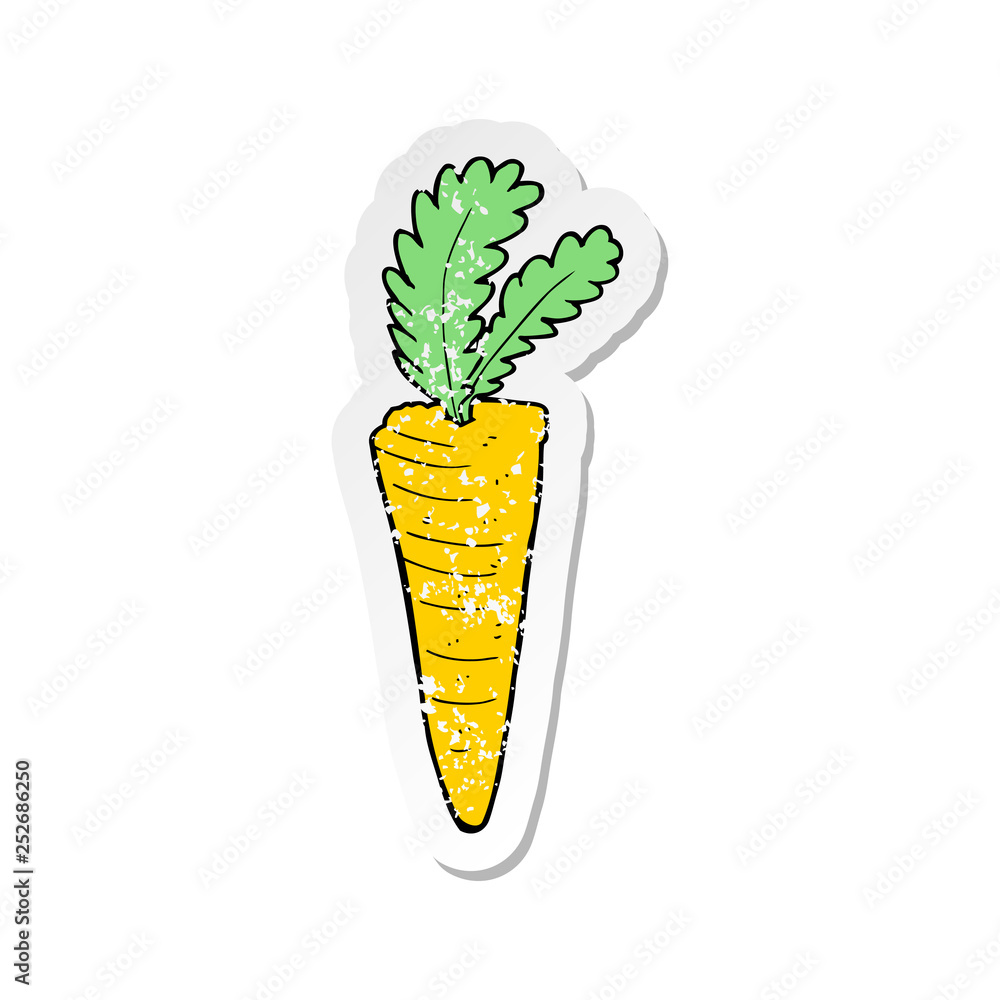 retro distressed sticker of a cartoon carrot