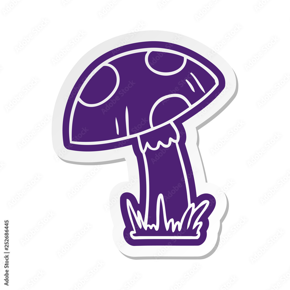 cartoon sticker of a toad stool cartoon sticker of a toad stool