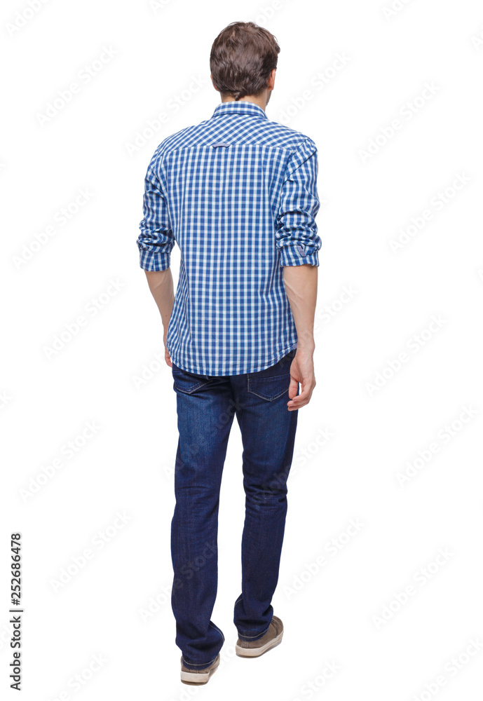 Back view of going handsome man . Back view of going handsome man .