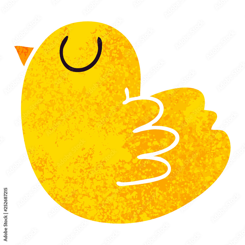 quirky retro illustration style cartoon yellow bird quirky retro illustration style cartoon yellow bird