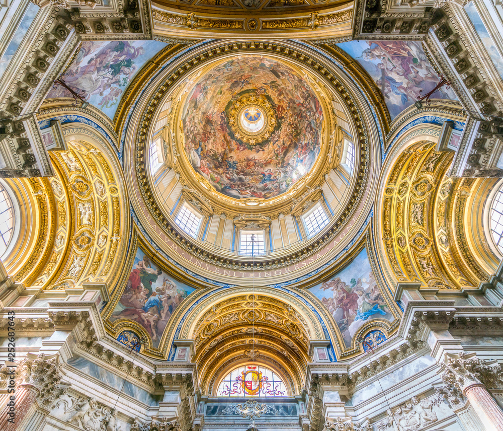 The amazing dome in the Church of Sant'Angese in Agone in Rome, Italy.