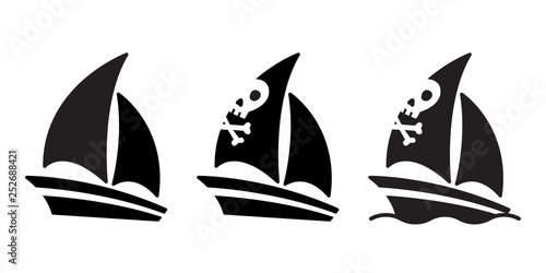 boat vector pirate ship icon logo skull crossbones sailboat yacht cartoon anchor helm symbol nautical maritime wallpaper illustration