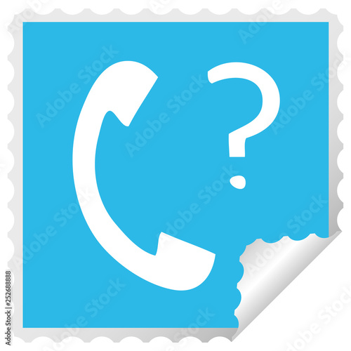 square peeling sticker cartoon telephone receiver with question mark