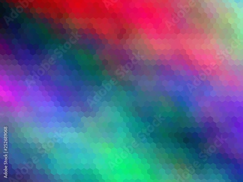 Multicolor hexagonally pixeled background. Modern, bright rainbow colors