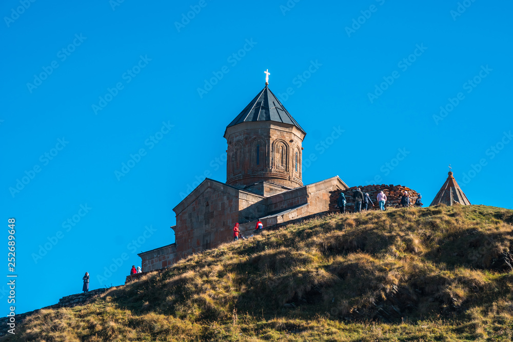 Gergeti Trinity Church in the mountains of the Caucasus