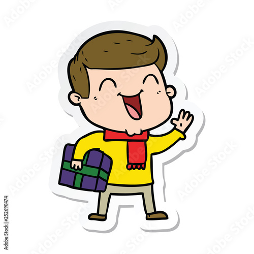 sticker of a cartoon happy man © lineartestpilot