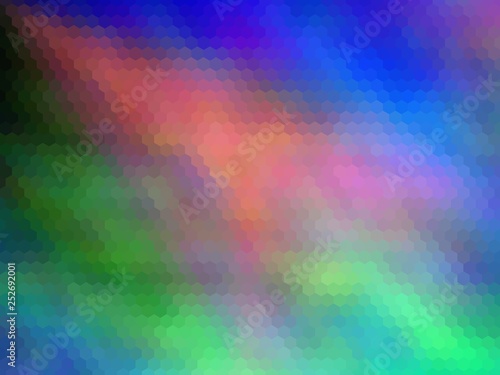 Multicolor hexagonally pixeled background. Modern  bright rainbow colors