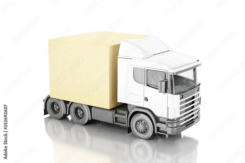 3d Truck with carboard boxes. 3d Truck with carboard boxes.