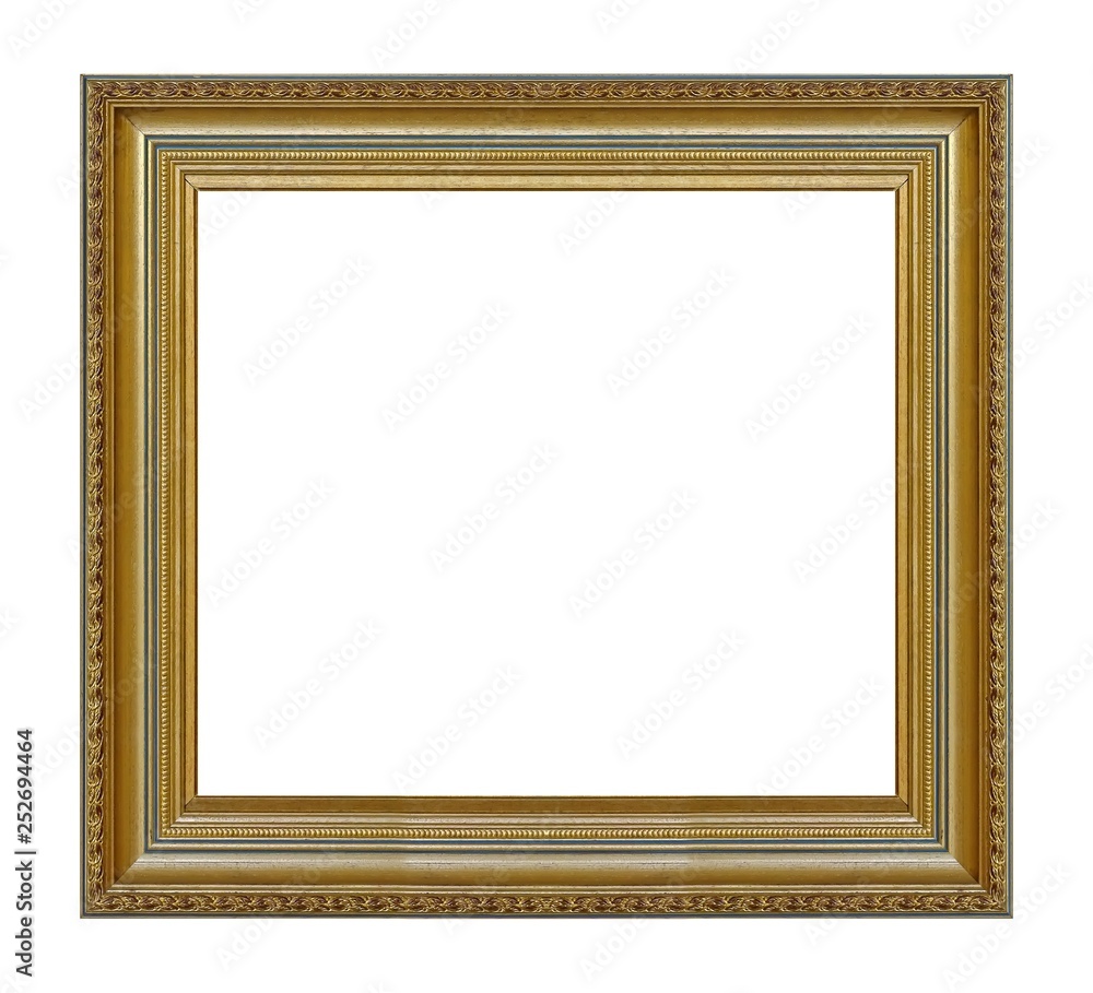 Golden frame for paintings, mirrors or photo isolated on white background Golden frame for paintings, mirrors or photo isolated on white background