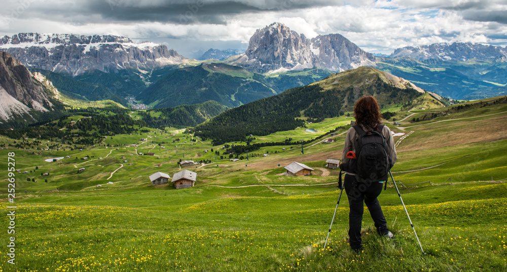 Trekker at the Dolomites