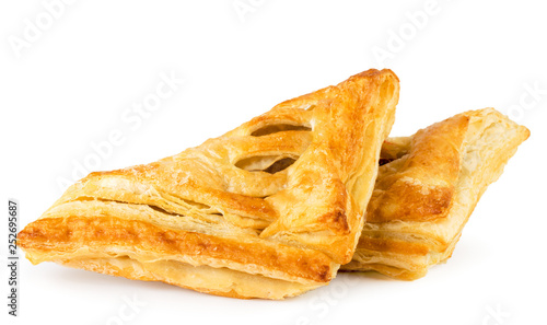 Two puff pastries on a white  isolated.