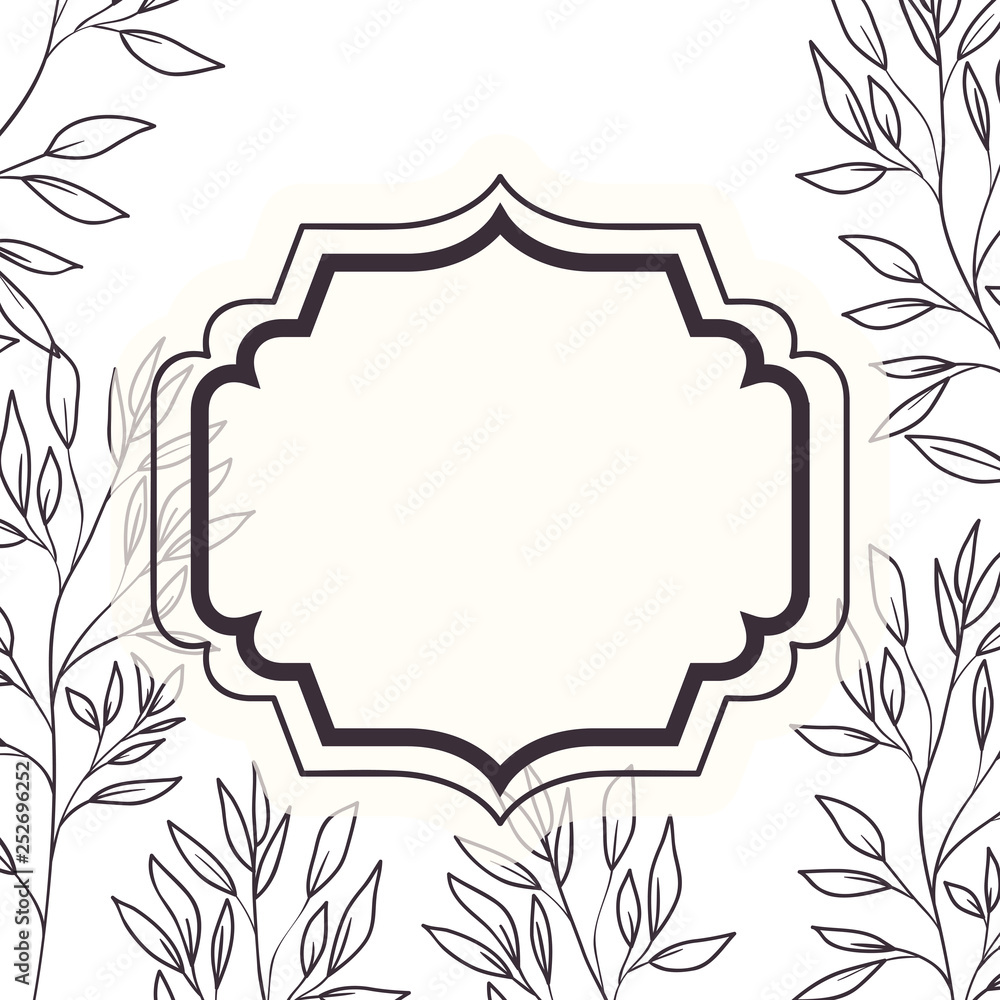 Fototapeta premium frame with plants and herbs isolated icon