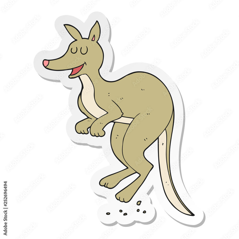 sticker of a cartoon kangaroo sticker of a cartoon kangaroo