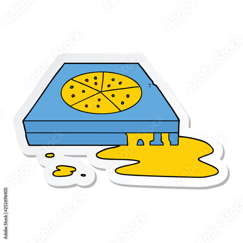 sticker of a cartoon greasy pizza