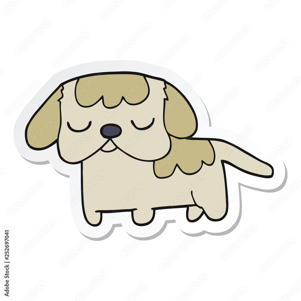 sticker of a cute cartoon puppy sticker of a cute cartoon puppy