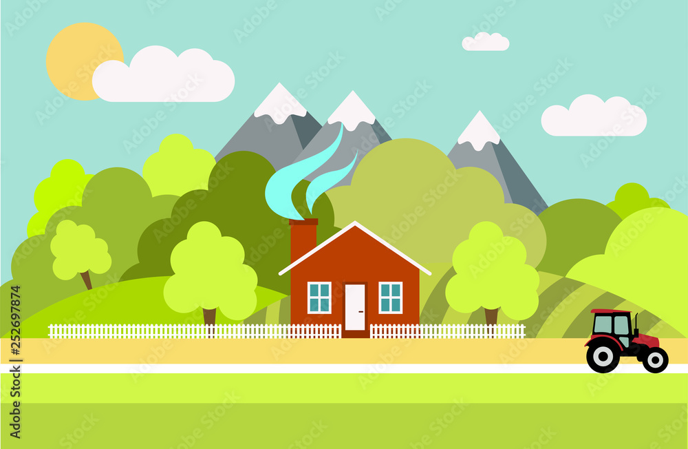 Naklejka premium Vector illustration of house on nature in flat style.