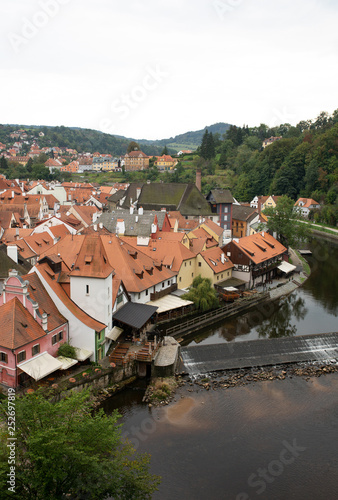View from the top on city Czech krumlov