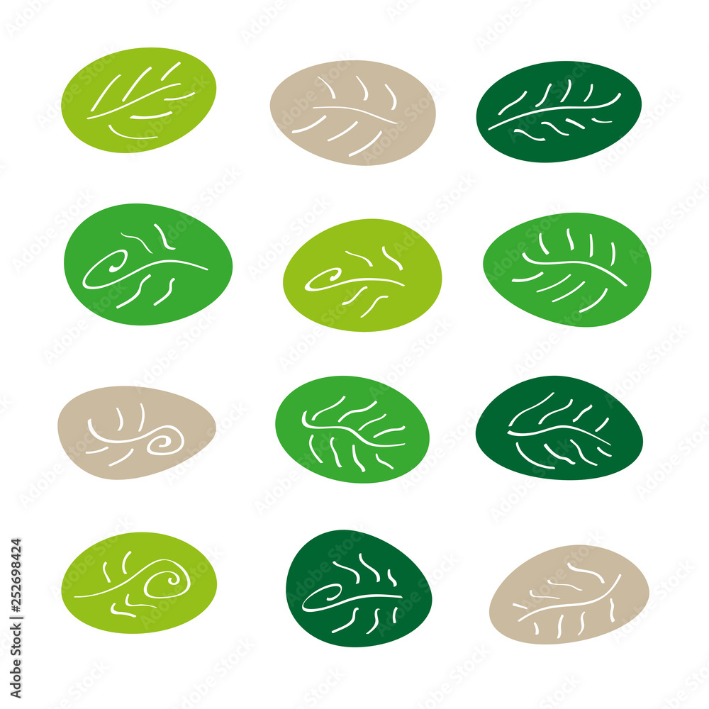 green leaves icons set green leaves icons set