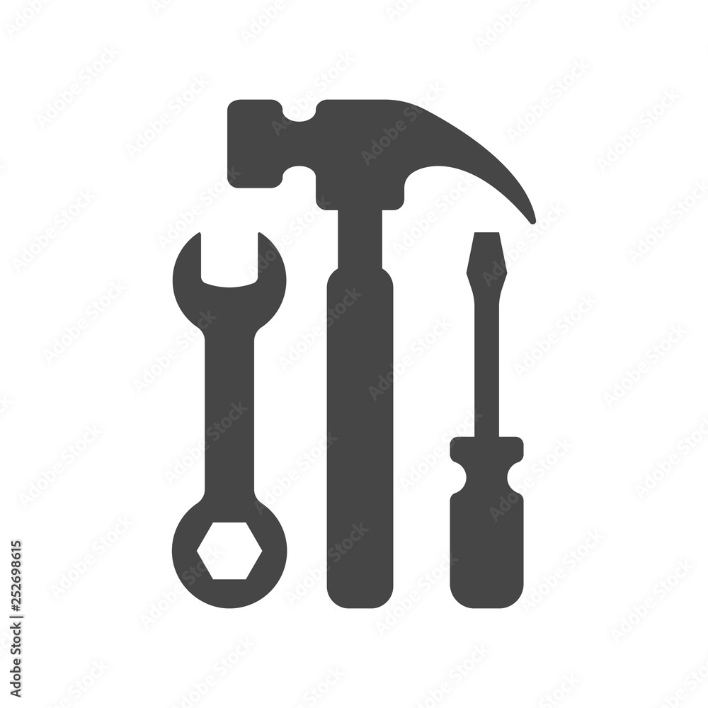 Tools Icon in trendy flat style isolated on white background. Repair, Service symbol for your web site design, logo, app, UI. Vector illustration. Tools Icon in trendy flat style isolated on white background. Repair, Service symbol for your web site design, logo, app, UI. Vector illustration.