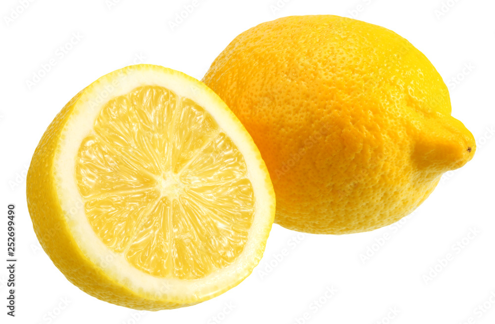 lemon with slices isolated on white background. healthy food lemon with slices isolated on white background. healthy food