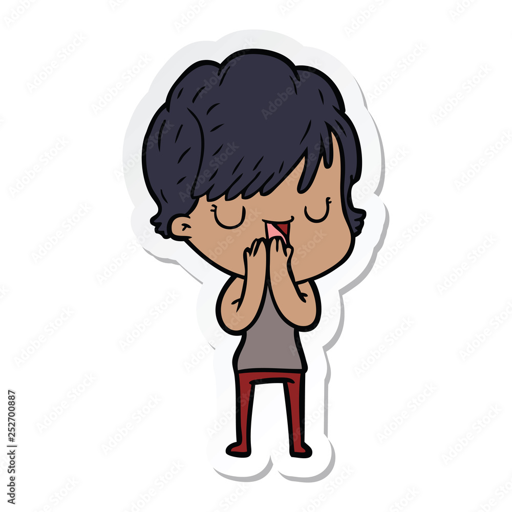 sticker of a cartoon woman talking sticker of a cartoon woman talking
