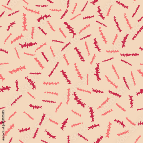 Pink and scribble stripes seamless pattern jn yellow background. Vector illustration for design textile, wrapping paper, card, banner, wallpaper