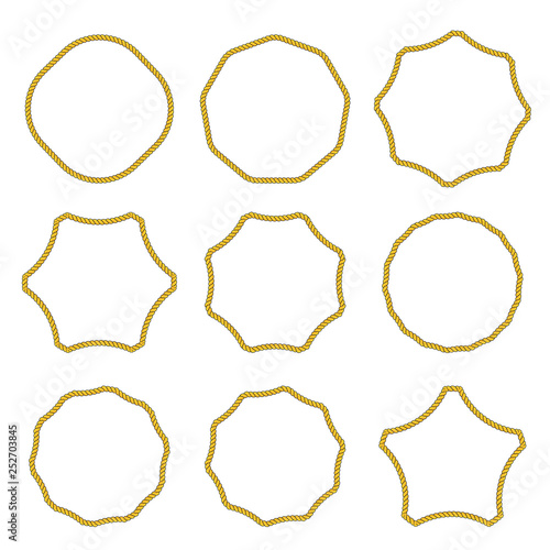 Collection of round outline decorative rope border frames