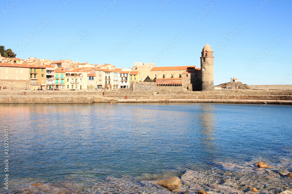 The famous Town of Collioure, in the foothills of the Pyrenees, located in Vermeille coast, the last stretch of the Rousillon coast before the Spanish border