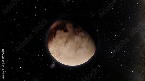 Exoplanet 3D illustrationdwarf planet Pluto isolated on black background (Elements of this image furnished by NASA)