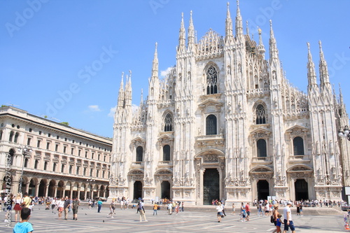 Piazza del Duomo, the main piazza of Milan and Cathedral-Basilica of the Nativity of Saint Mary, Lombardy, Italy photo