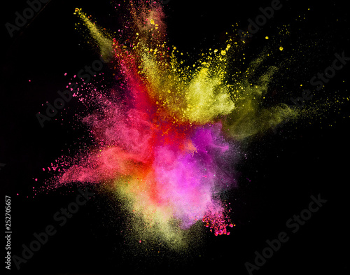 Colored powder explosion on black background. Freeze motion. © Lukas Gojda
