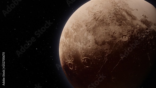 Exoplanet 3D illustrationdwarf planet Pluto isolated on black background (Elements of this image furnished by NASA)