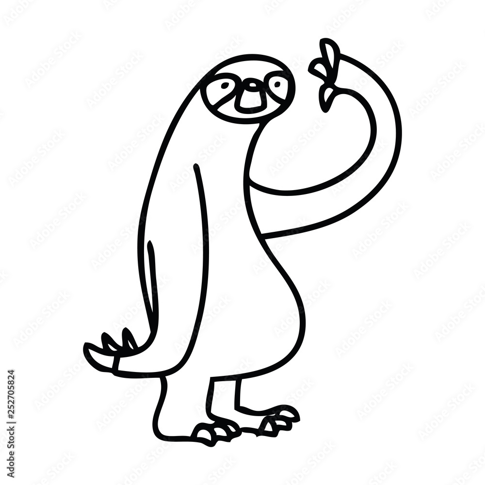Obraz premium quirky line drawing cartoon sloth