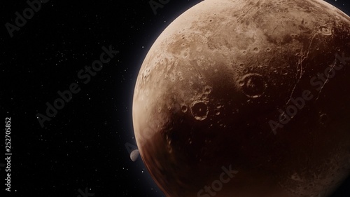 Exoplanet 3D illustrationdwarf planet Pluto isolated on black background (Elements of this image furnished by NASA)