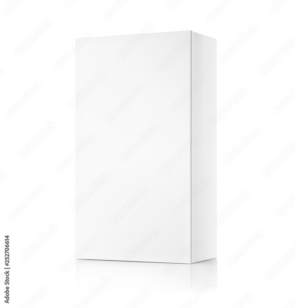 Realistic cardboard packaging box mockup. Perspective view. Vector illustration isolated on white background. Can be use for medicine, food, cosmetic and other. Ready for your design. EPS10. Realistic cardboard packaging box mockup. Perspective view. Vector illustration isolated on white background. Can be use for medicine, food, cosmetic and other. Ready for your design. EPS10.