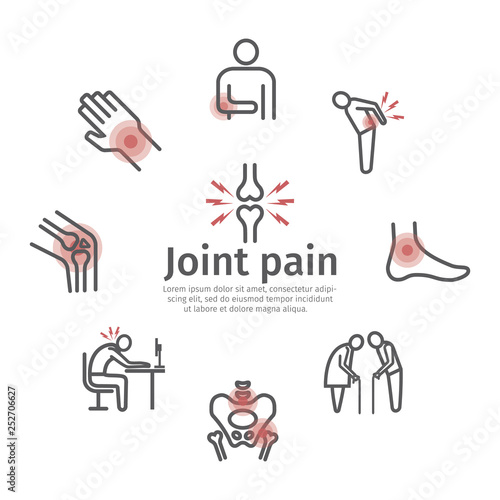 Joint pain. Icons set. Vector signs for web graphics.