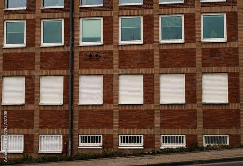 Side of office building in Essen, Germany highlighting brickwork photo