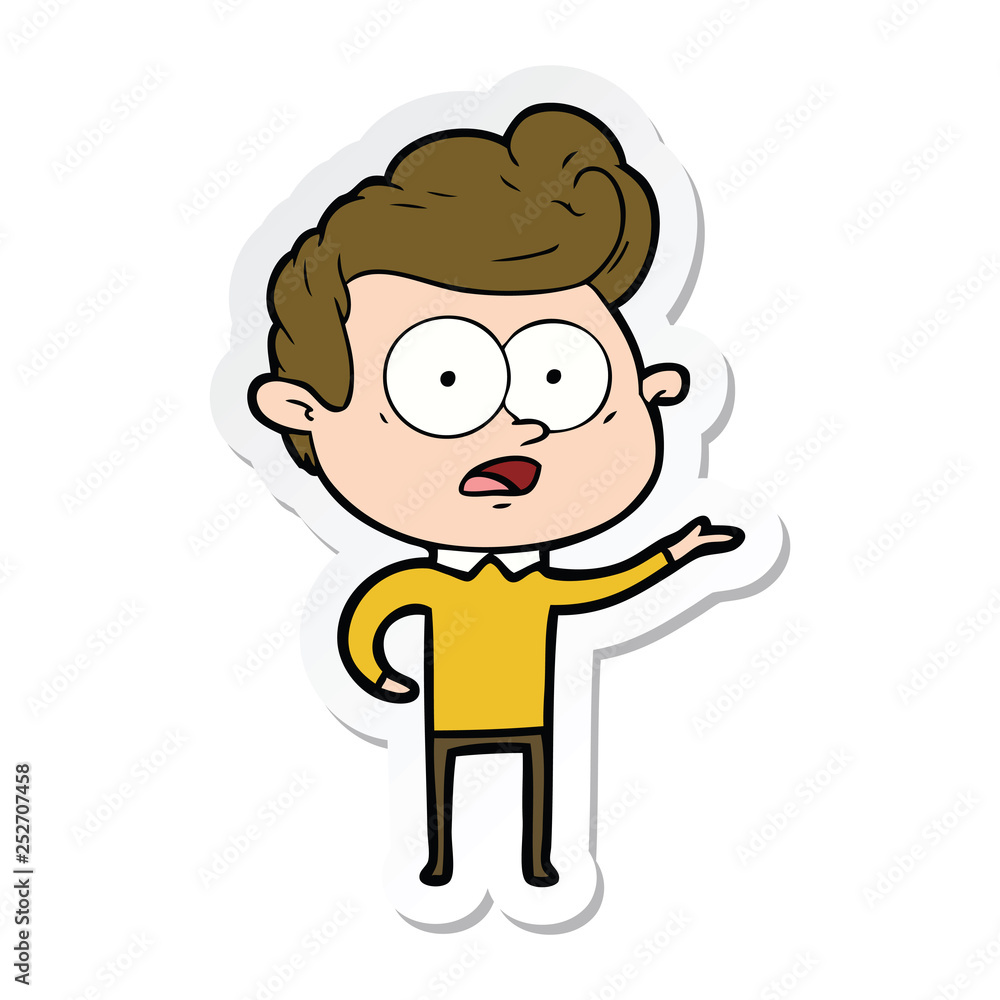 sticker of a cartoon staring man
