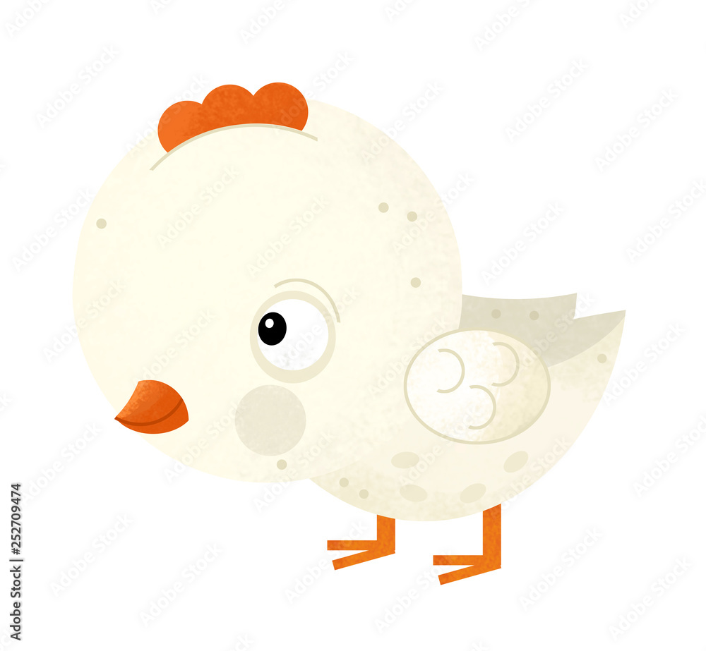 cartoon scene with chicken on white background - illustration for children