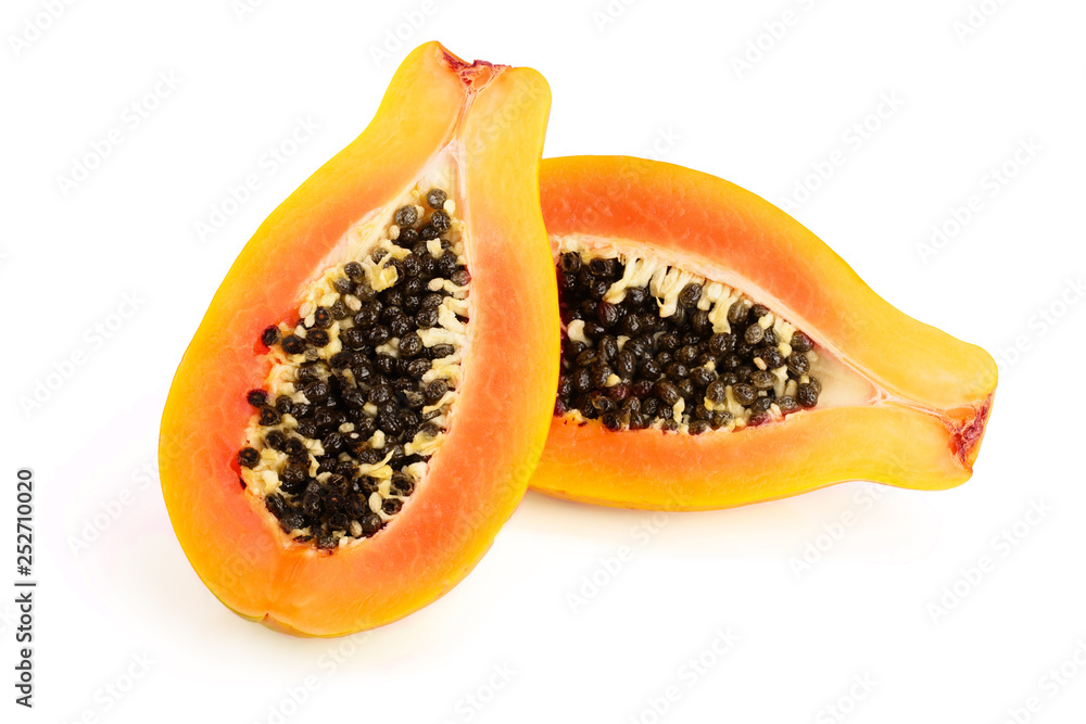 half of ripe papaya isolated on a white background half of ripe papaya isolated on a white background
