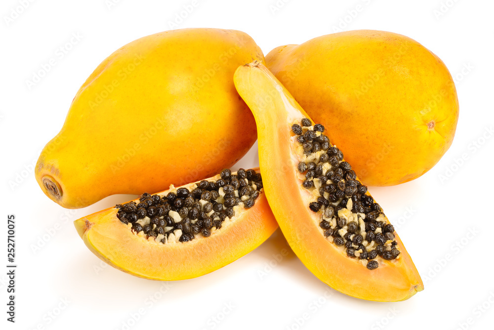 ripe cut papaya isolated on a white background ripe cut papaya isolated on a white background