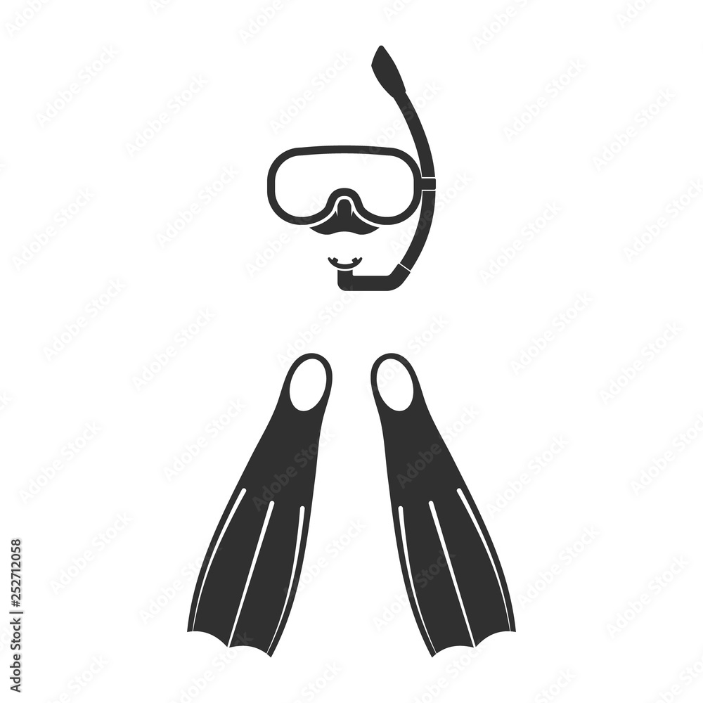 Fototapeta premium Undetwater mask and flippers icon. Vector. Isolated.