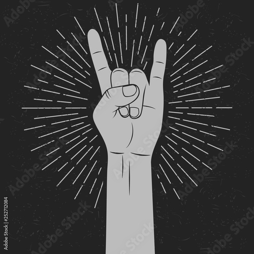 Hand show rock sign. Vector illustration.