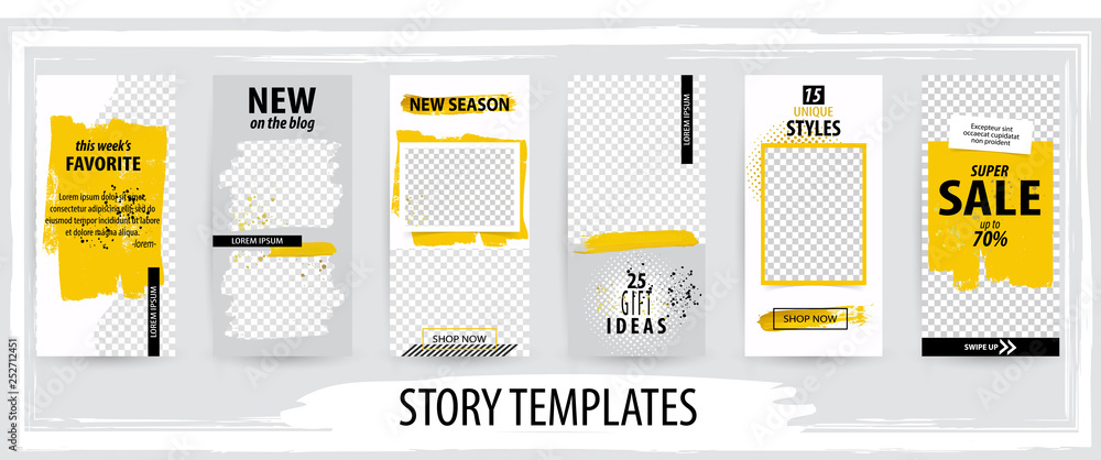 Trendy editable template for social networks stories, vector illustration. - obrazy, fototapety, plakaty 