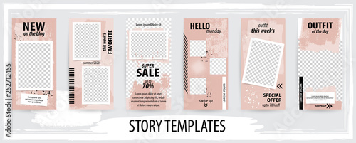 Trendy editable template for social networks stories  vector illustration.