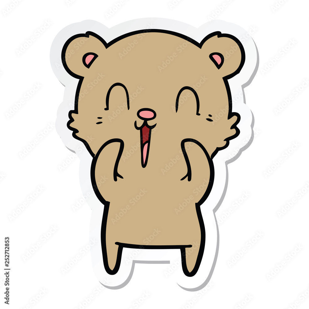sticker of a happy cartoon bear sticker of a happy cartoon bear