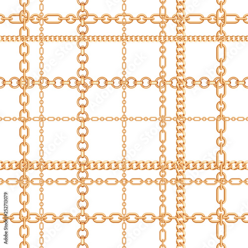 Gold chains seamless pattern. Vector illustration